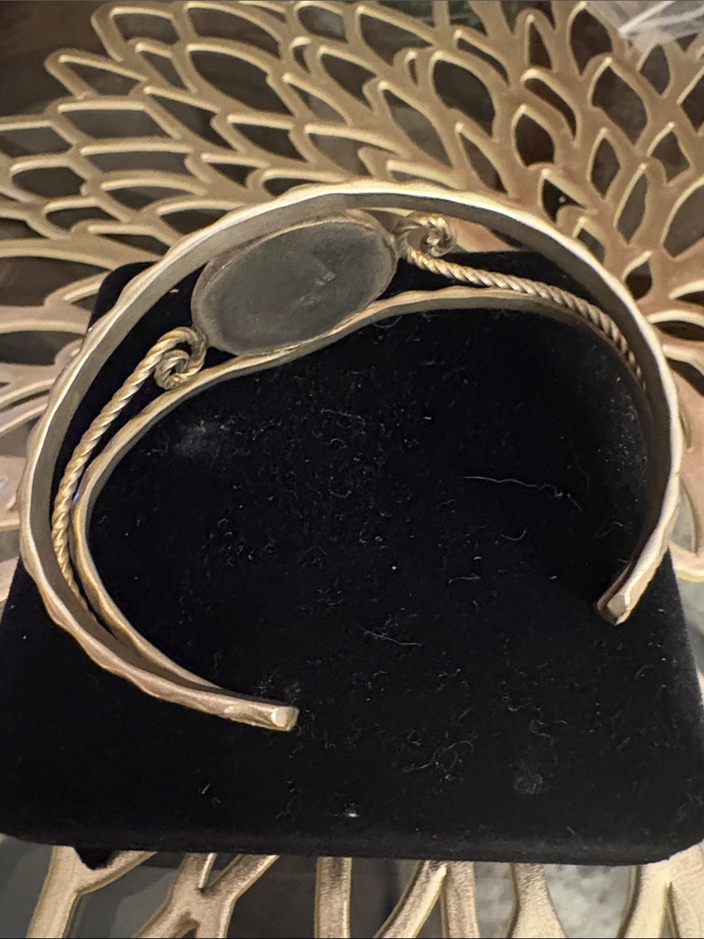 Vintage Silver Cuff Bracelet with Abalone Shell - Picture 5 of 6